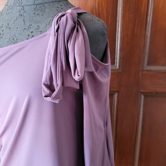 Collen Lopez Womens Mauve Asymmetrical Top With Shoulder Tie Size S - Picture 2 of 6